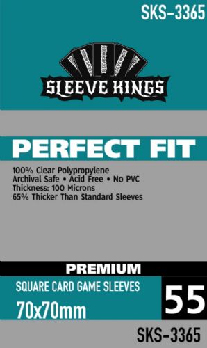 Sleeve Kings Perfect Fit Premium Square Card Sleeves (70x70mm) -55 Pack, 100 Microns, SKS-3365